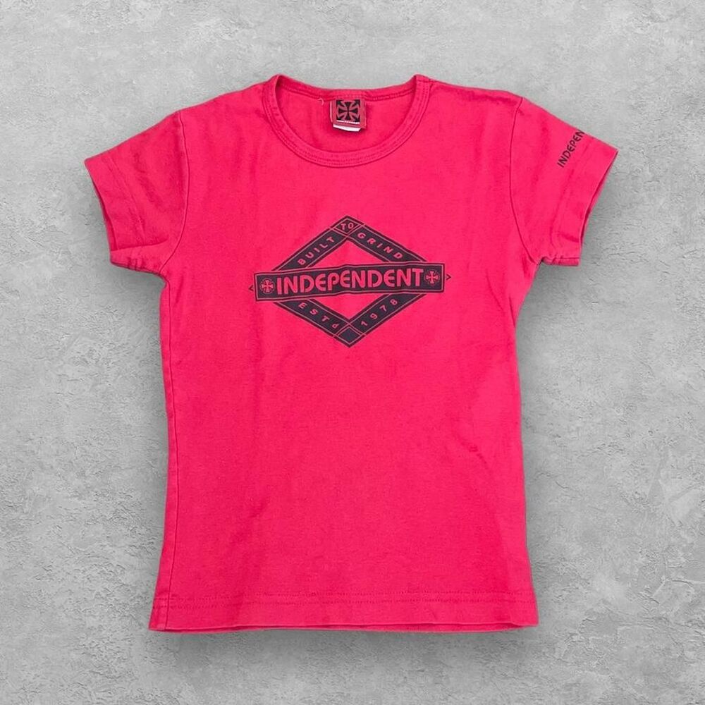VTG Independent Truck Co Build To Grind Skate Tee Red Black Womens XS Y2K